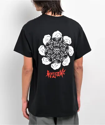 Welcome Skull Flower Black T-Shirt
