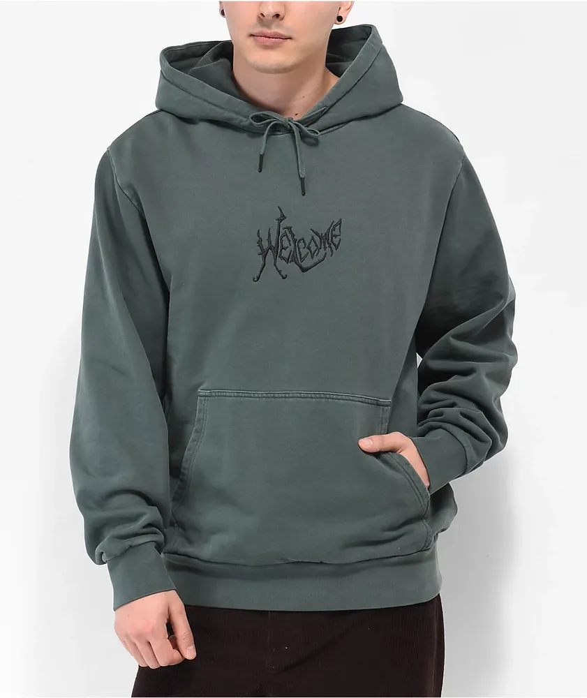 Welcome Cloak Dark Green Sherpa Zip Sweatshirt