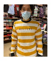 Welcome Thicc Stripe White & Gold Knit Long Sleeve T-Shirt