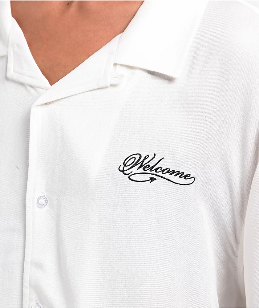 Welcome Torment White Short Sleeve Button Up Shirt