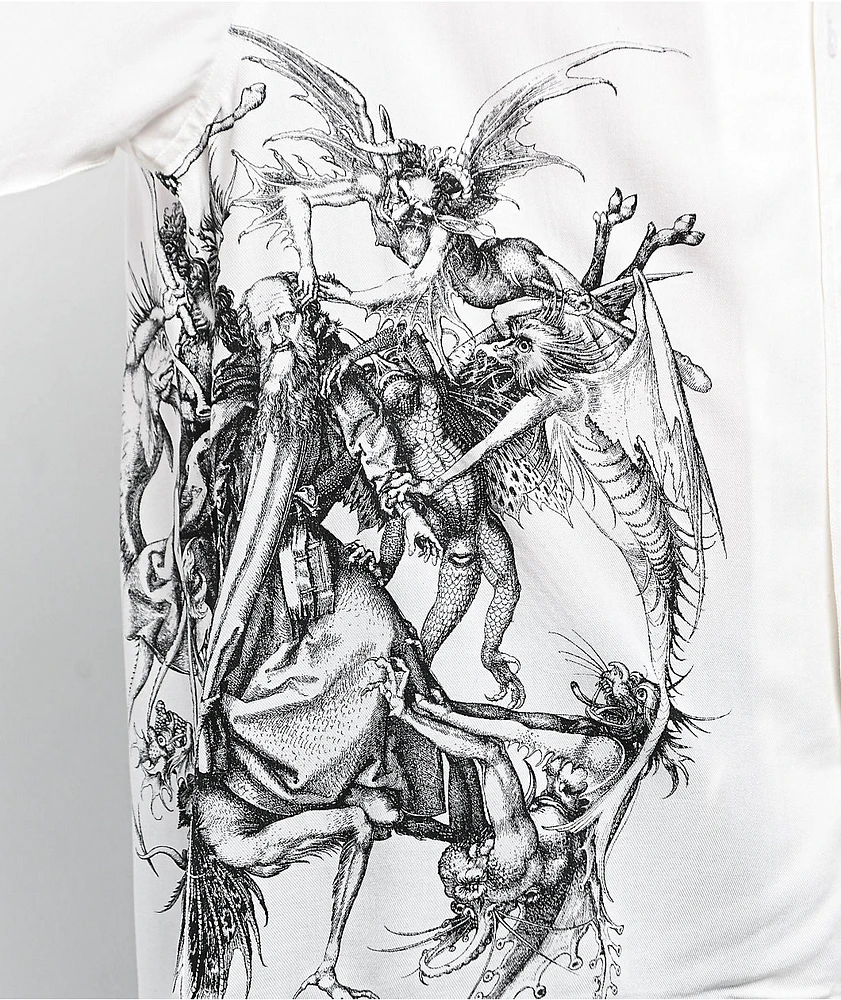 Welcome Torment White Short Sleeve Button Up Shirt
