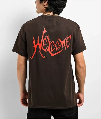 Welcome Twin Spine Chocolate Brown T-Shirt
