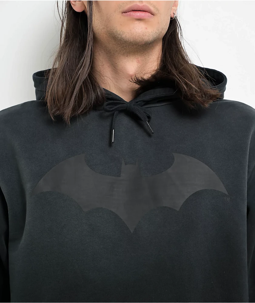 Welcome x Batman Batlogo Black Wash Hoodie