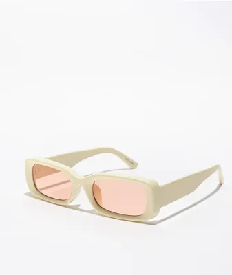 White & Brown Rectangle Sunglasses 