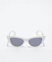 White & Smoke Lens Cateye Sunglasses
