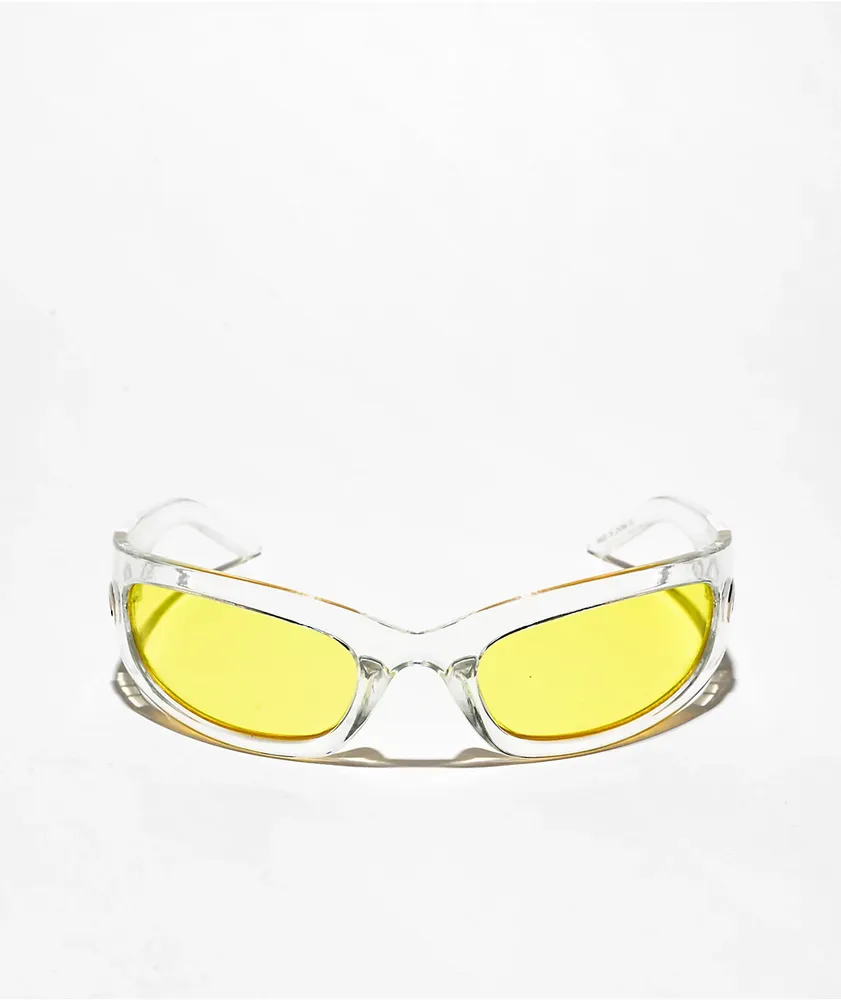 White & Yellow Moon Wrap Sunglasses