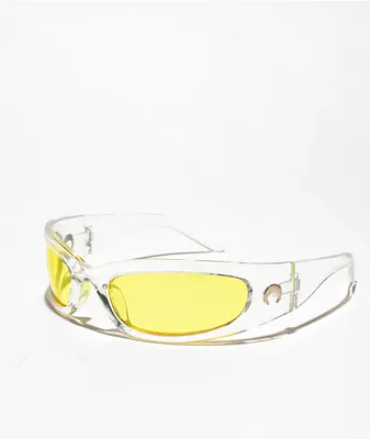 White & Yellow Moon Wrap Sunglasses