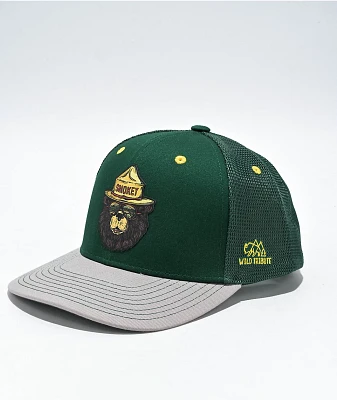 Wild Tribute Smokey The Groovy Bear Green Trucker Hat