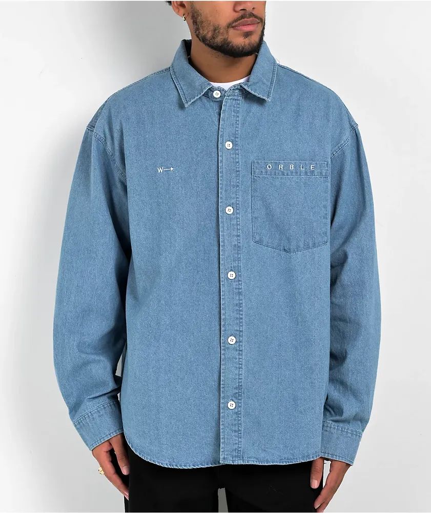 Worble Blue Denim Long Sleeve Shirt
