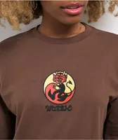Worble Peace and Love Brown Long Sleeve T-Shirt