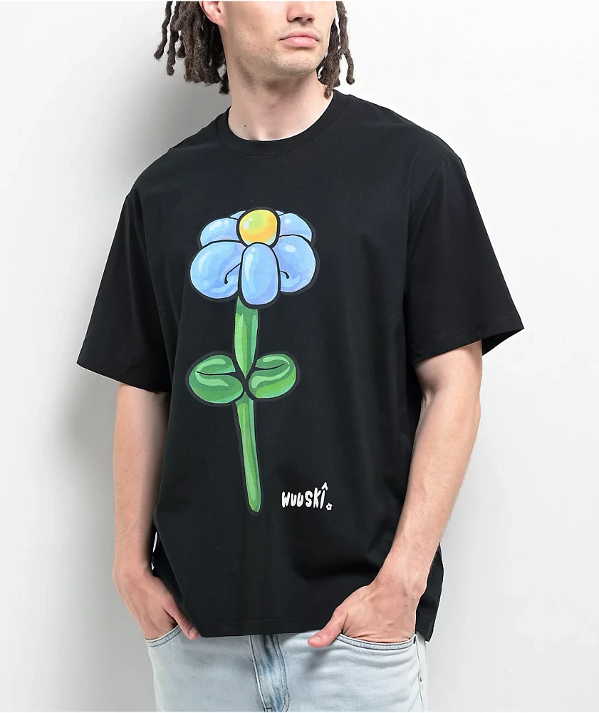 Wuuski Balloon Flower Black T-Shirt