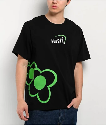Wuuski Flower Logo Black T-Shirt