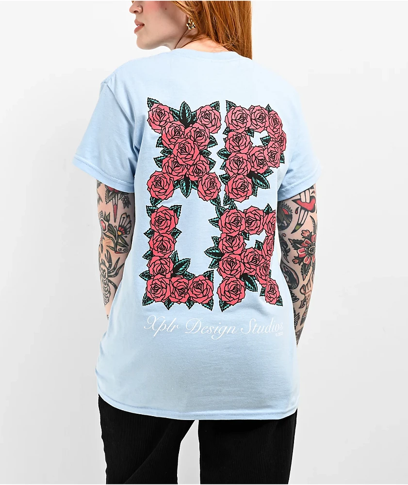 XPLR Roses Logo Light Blue T-Shirt