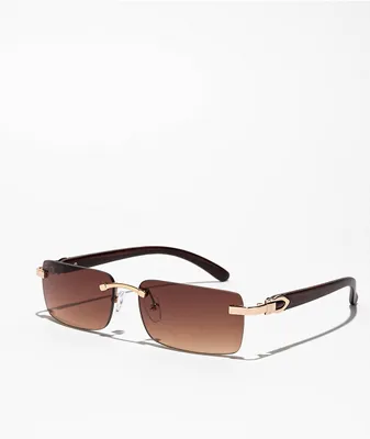 Y2K Brown Rectangular Sunglasses