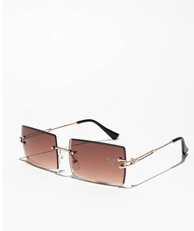 Brown Rimless Sunglasses|279753201