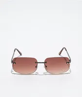 Y2K Pink Heart Bling Rectangular Sunglasses