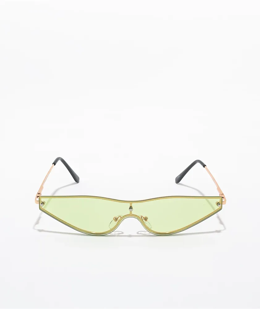 Yellow & Gold Micro Metal Shield Sunglasses