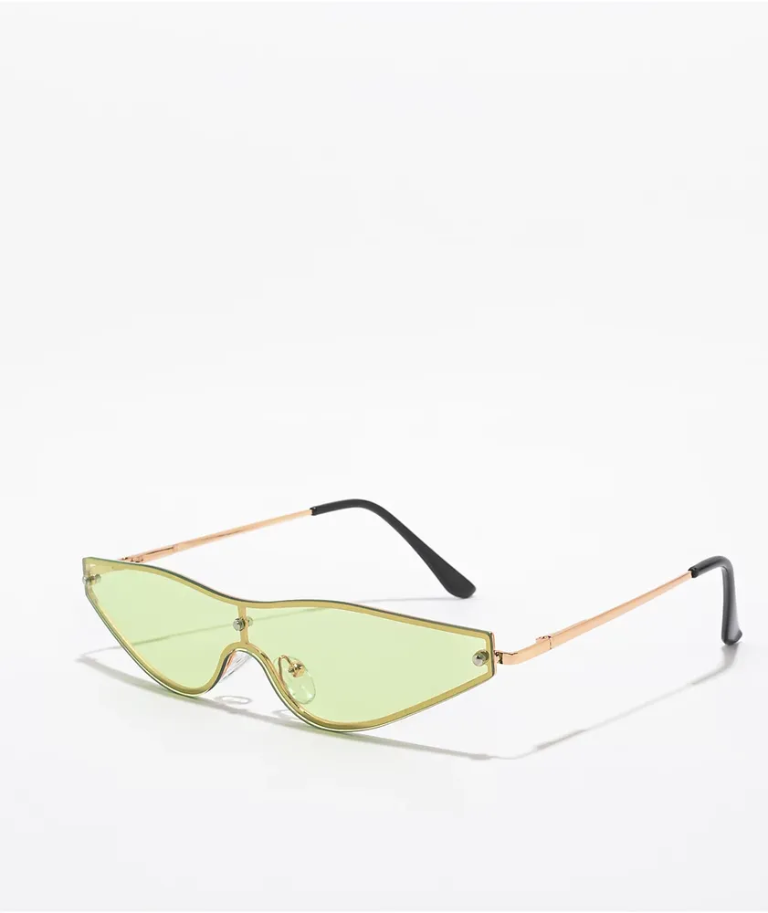 Yellow & Gold Micro Metal Shield Sunglasses