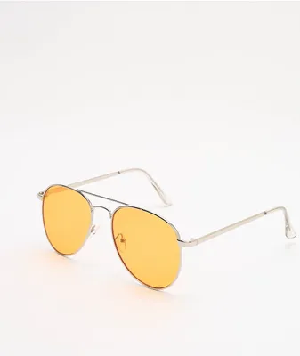 Yellow & Silver Pilot Sunglasses