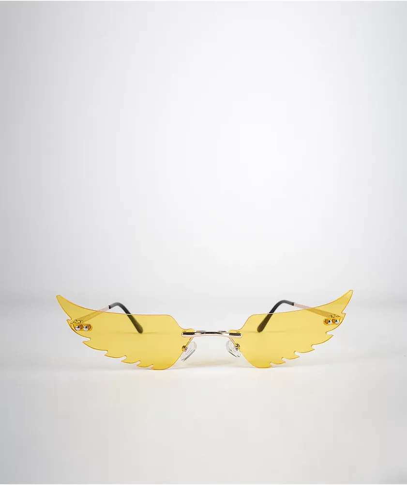 Yellow Cut-Out Wing Sunglasses