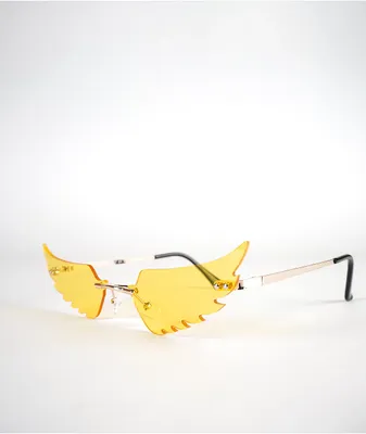 Yellow Cut-Out Wing Sunglasses