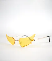 Yellow Cut-Out Wing Sunglasses