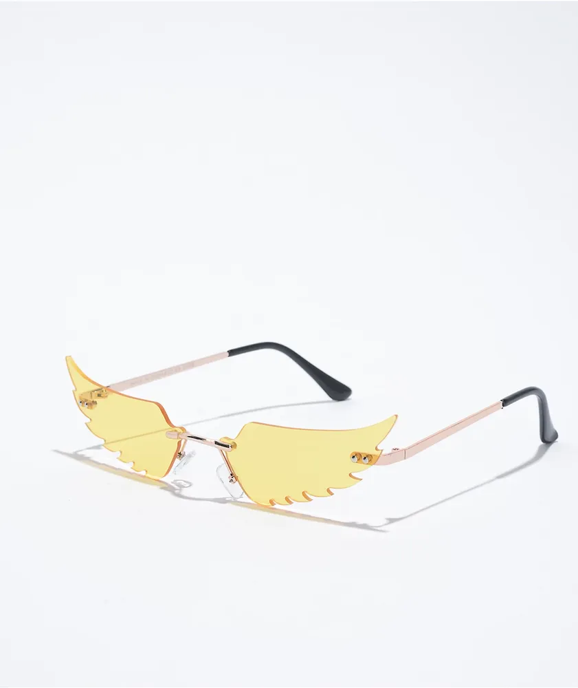 Yellow Cut-Out Wing Sunglasses