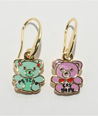 Yellow Owl Workshop Cry Baby Psycho Teddies Earrings