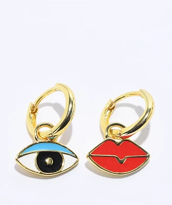 Yellow Owl Workshop Eyes & Lips Hoop Earrings