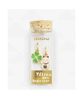 Yellow Owl Workshop Lucky Cat & Clover Earrings