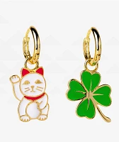 Yellow Owl Workshop Lucky Cat & Clover Earrings