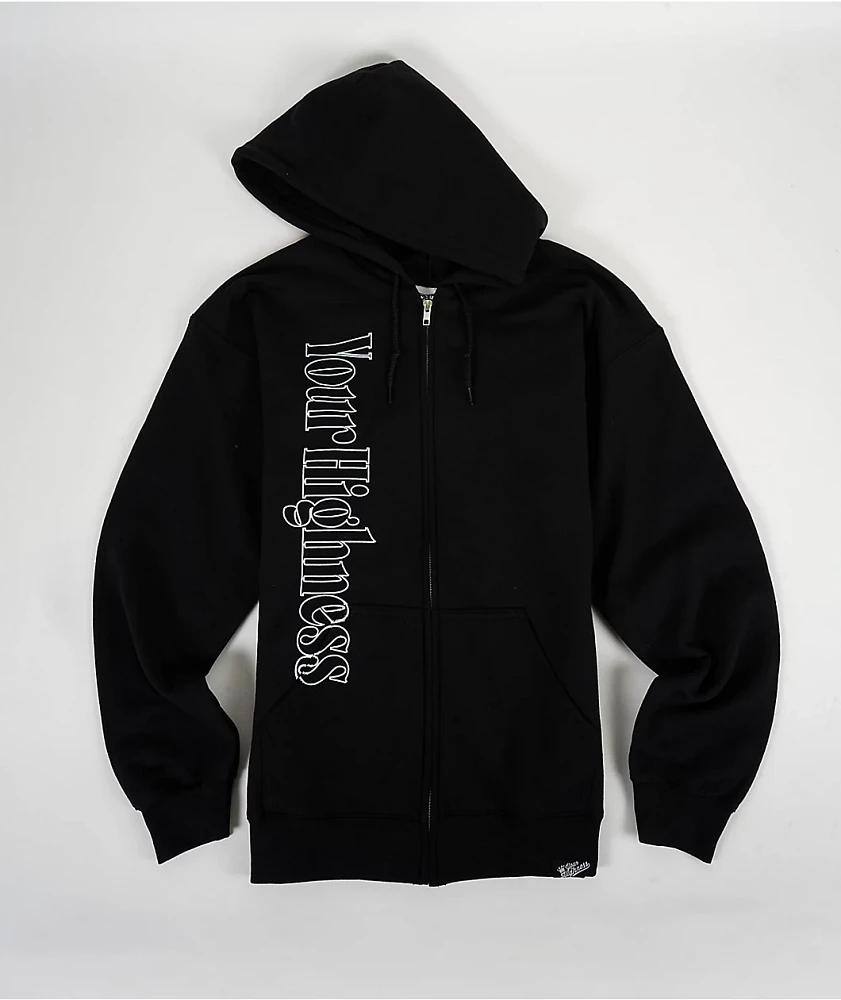 Your Highness Camellia Black Zip Hoodie