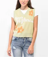 Your Highness Freefall Green Crop Sweater Vest