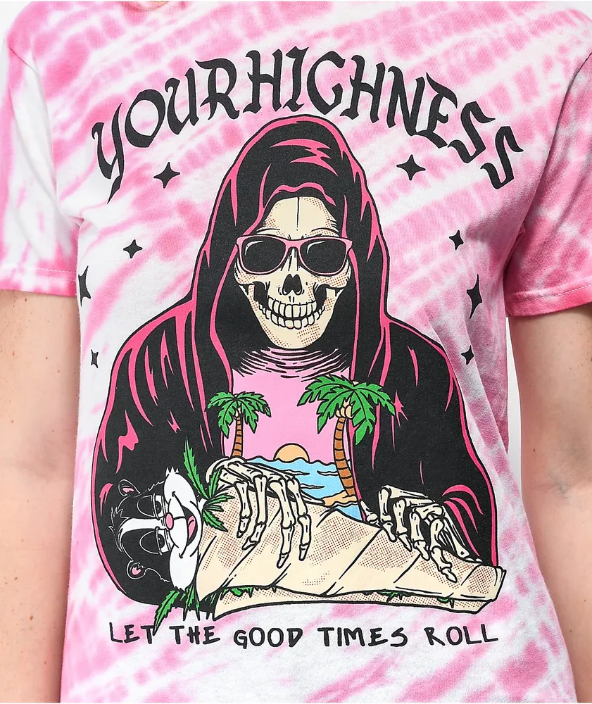 Your Highness Good Times Roll Pink & White Tie Dye T-Shirt