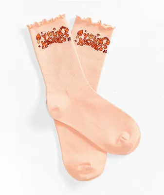 Your Highness In The Groove Peach Ruffle Crew Socks