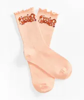 Your Highness In The Groove Peach Ruffle Crew Socks