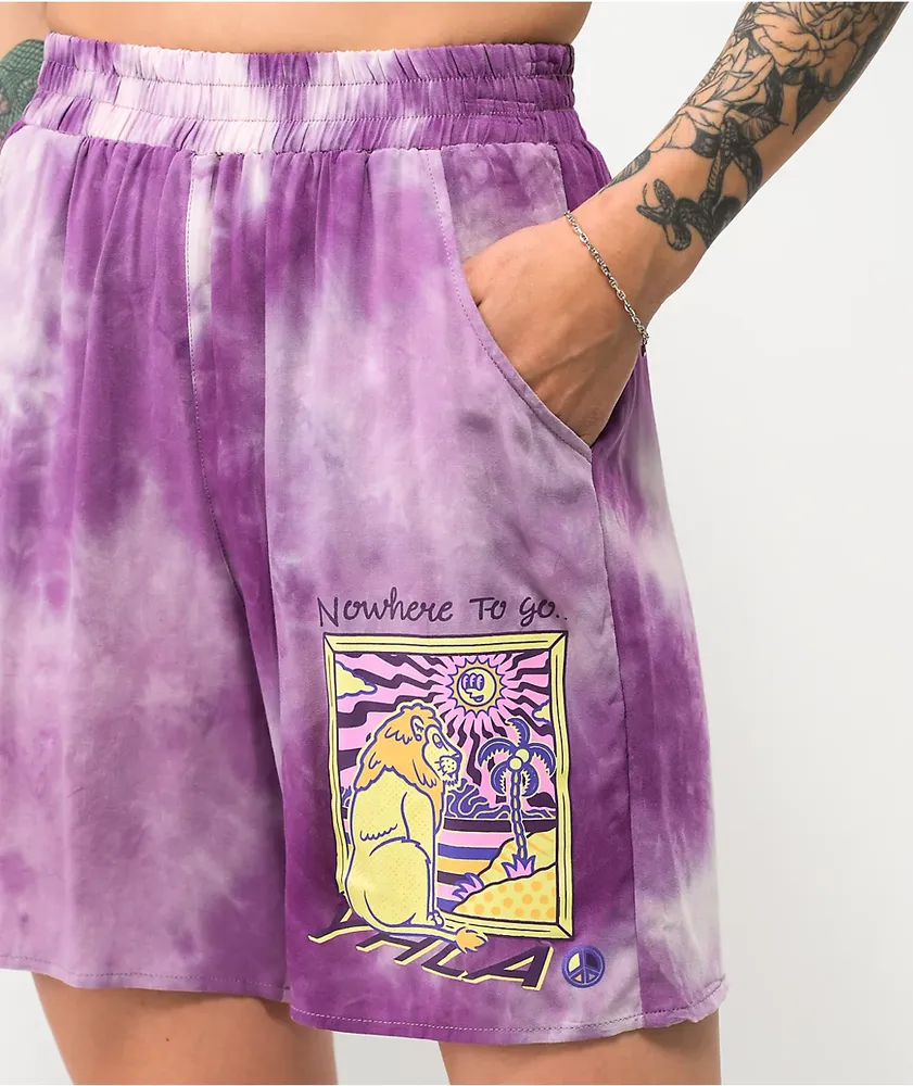 Your Highness Nowhere To Go Purple Tie Dye Shorts