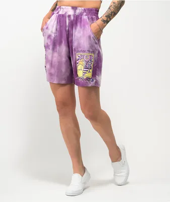Your Highness Nowhere To Go Purple Tie Dye Shorts