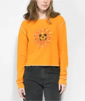 Your Highness Radiant Orange Crop Long Sleeve Waffle T-Shirt