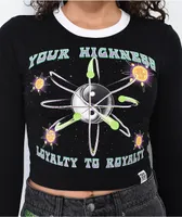 Your Highness Space Cadet Black Long Sleeve Crop T-Shirt