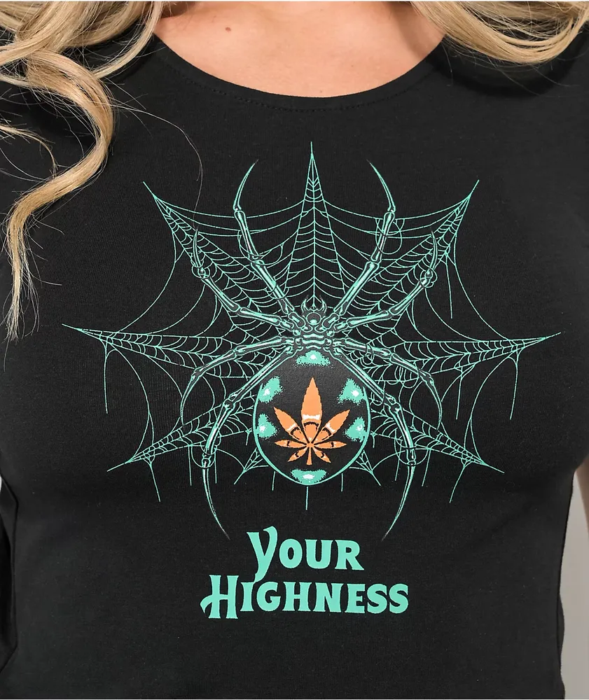 Your Highness Widow Black Lace Up Crop T-Shirt
