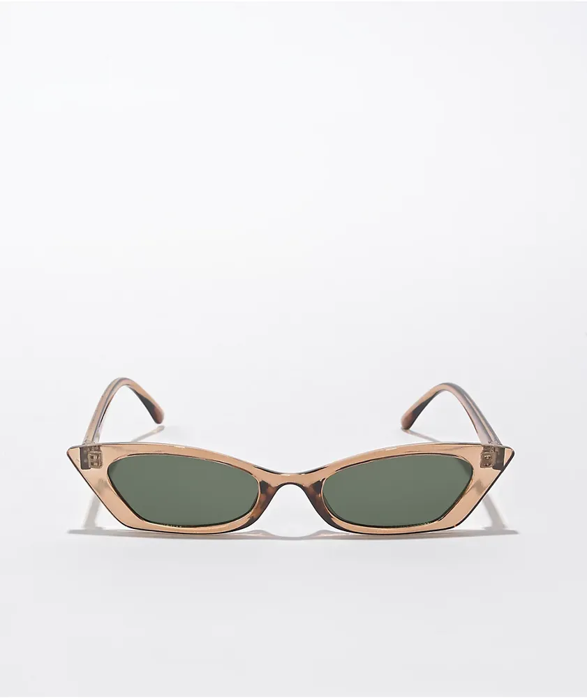 Zen Brown Slim Cat Eye Sunglasses