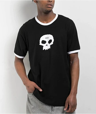 Zero Single Skull Ringer Black T-Shirt