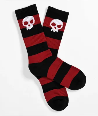 Zero Skull Black & Red Crew Socks