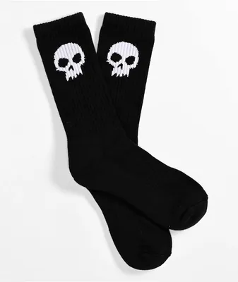 Zero Skull Black Crew Socks