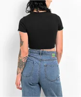 Zine Angie Lettuce Hem Black Crop T-Shirt