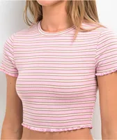 Zine Angie Pink Stripe Crop T-Shirt