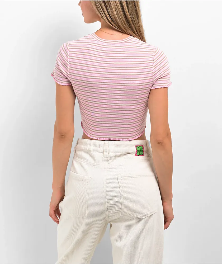 Zine Angie Pink Stripe Crop T-Shirt