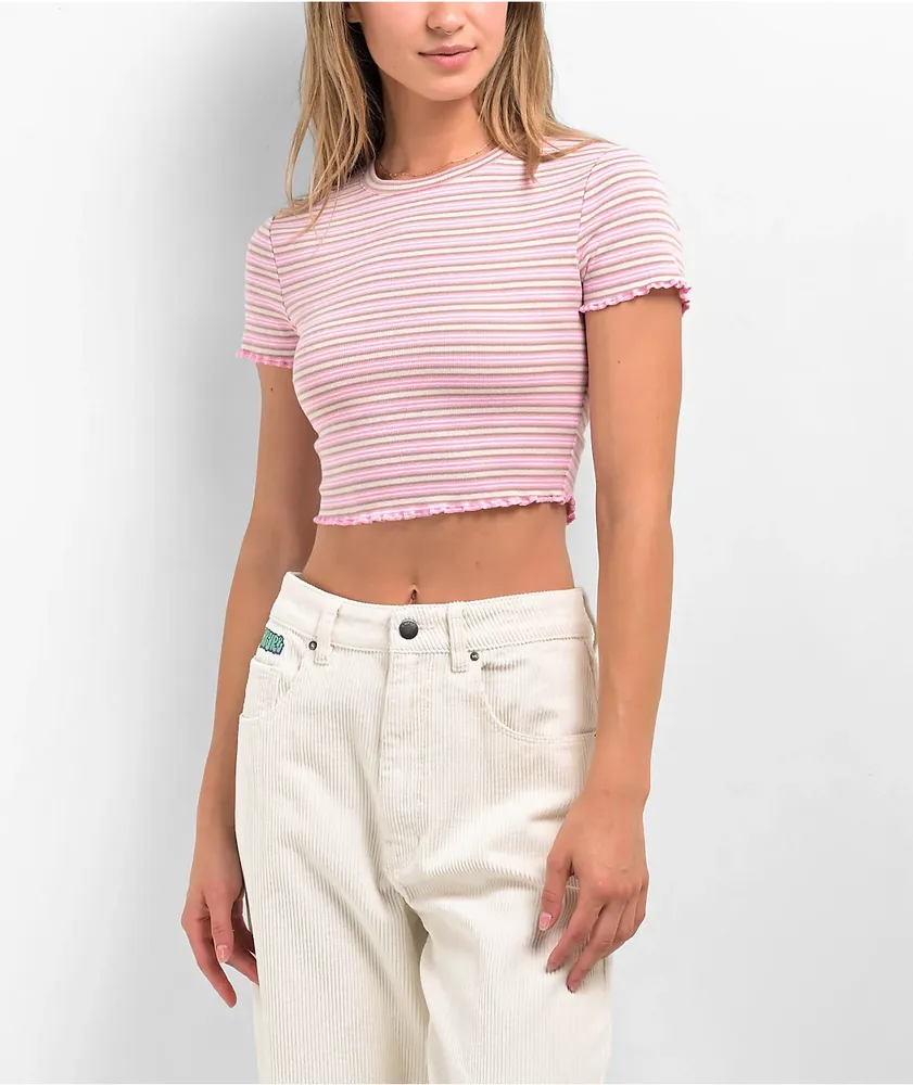 Zine Angie Pink Stripe Crop T-Shirt