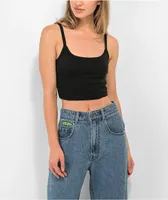 Zine Baby Rib Black Crop Tank Top